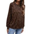 thumbnail image 4 of Women Leopard Print Crew Neck Long Sleeves Basic Shirt, 4 of 7
