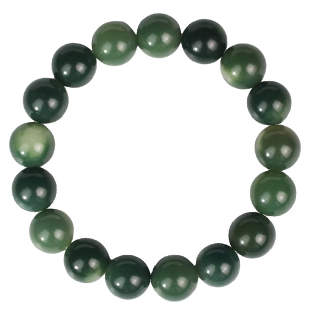 Pulsera con cuentas naturales de raíz de Bodhi con vena verde, cuentas de 12 mm