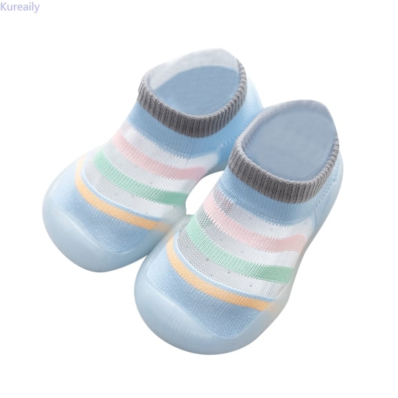 Kureaily Boys Girls Striped Prints Socks Shoes Toddler Breathable Mesh The Floor Socks Non Prewalker Shoes 18-24 Months