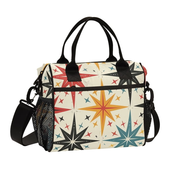 Retro Stars Cooler Bag Lunch Bag Soft Cooler Cooling Tote Insulated Lunch Box for Adult Men Women