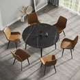 thumbnail image 2 of 53" Black Round Dining Table, Sintered Stone Top, Black Metal Legs, Seats 6, Modern Kitchen Table for Dining Room, Easy Clean, Heat Resistant, 2 of 10