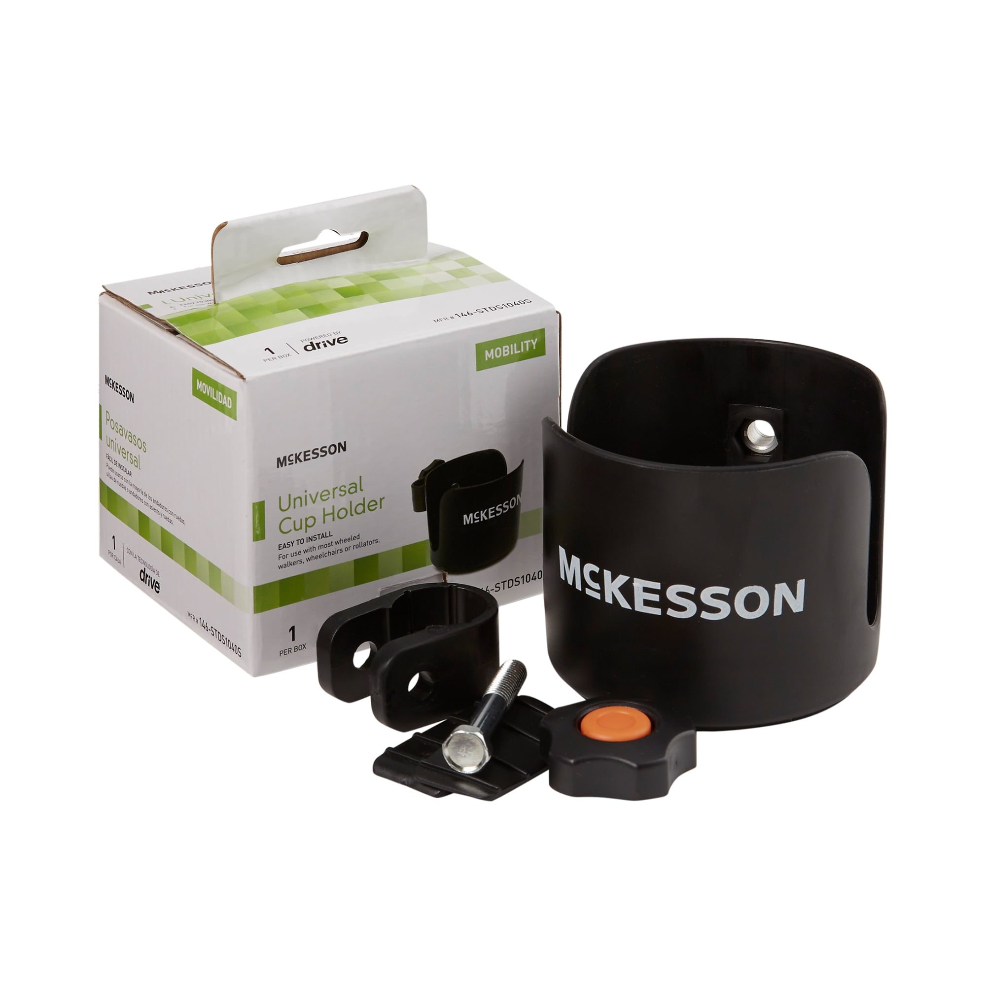 McKesson Wheelchair, Walker Cup Holder with Removable Lightweight Plastic Clamp, 1 Ct