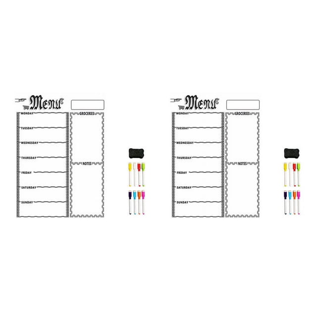 2X A3 Hoja de Pizarra Magnética para Refrigerador de Cocina Nevera MultipropóSito Calendario Semanal de Pizarra Blanca