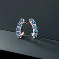 thumbnail image 4 of Gem Stone King 18K Rose Gold Plated Silver Open Earrings for Women Persian Blue Round Moissanite (2.30 Cttw), 4 of 4