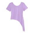 thumbnail image 5 of inhzoy Kids Girls Ballet Dance Crop Top Slit Irregular Hem Wrap Tops Gymnastics Short Sleeve T-Shirt Light Purple 7-8, 5 of 6
