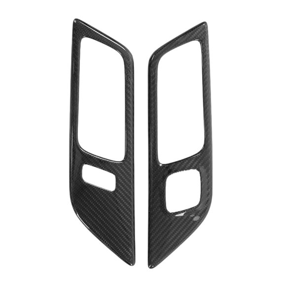 Auto Door Handle Frame Sticker, Pair Car Interior Door Handle Frame Cover Dry Carbon Fiber Replacement For 2015 To 2021