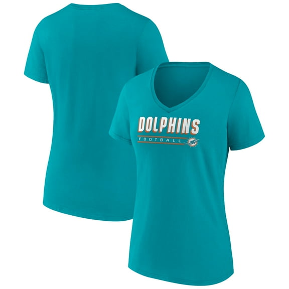 Women's Aqua Miami Dolphins Primary Play V-Neck T-Shirt