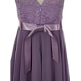 thumbnail image 6 of Aislor Kids Junior Teen Girl's Sleeveless Bridesmaid High Low Hem Formal Wedding Dress Light Purple 8, 6 of 7