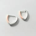 thumbnail image 4 of K-KED Vintage Solid 925 Sterling Silver Curved "V" Style 3/4 Hoop Post Dangle Earrings-Pink, 4 of 6