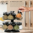 thumbnail image 2 of 16 Jar Ellington Revolving Countertop Spice Rack with Lift & Pour Caps and Spices Included, FREE Spice Refills for 5 Years: Black and Chrome, 2 of 7