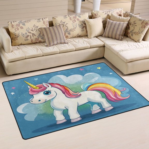 Carpet Mat with Memory Foam Ultra-Soft and Non-Slip Area Rug 31"x20" Rainbow Unicorn
