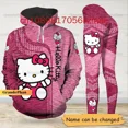 thumbnail image 3 of Sweat à capuche et leggings Hello Kitty pour femme, pantalon de yoga, pantalon de survêtement, mode sport, ensemble imbibé, mignon, 3D, nouveau, 2025, 3 of 4