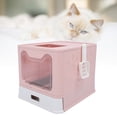 thumbnail image 1 of Enclosed Cat Litter Box, XL Stainless Steel Cat Litter Box with Lid, Front Door Flap and Scoop, Drawer Style Hooded Kitty Litter Box Foldable, Anti Splashing, Easy to Clean, 1 of 7