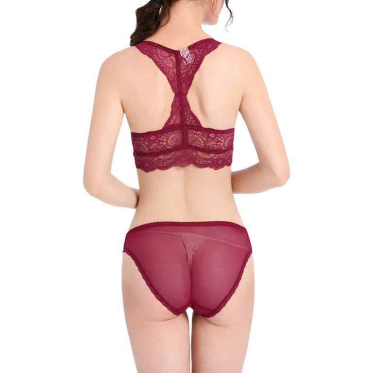 Penkiiy Women Lingerie Fashion And Sexy Lace Cup Beauty Back Buckle No  Steel Ring Comfortable Bra Set Red Sexy Lingerie 