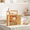 thumbnail image 4 of Bamboo Bread Box, Corner Bread Box for Kitchen Countertop, Large Capacity 2-Tier Bread Container, Bread Storage Container with Removable Shelf and Clip Holder, for Dining Room, Natural YL17MB01, 4 of 9