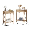 thumbnail image 2 of Wirrytor Fluted Nightstand Set of 2 with Charging Station and Drawer, Space Saving Bedside Table with Storage Shelf, Compact End Table for Small Bedroom Or Apartment, 2 of 2