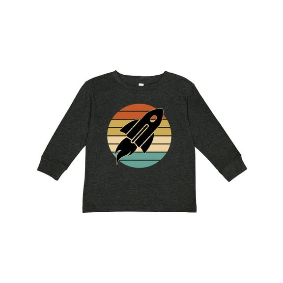 Inktastic Space Rocket Retro Sunset Boys or Girls Long Sleeve Toddler T-Shirt