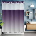 thumbnail image 6 of No Hook Shower Curtain with Snap in Liner, Purple Grey Gradient Waterproof Bath Curtain Double Layers with See Through Top Window, Gradient Background Purple Theme Hotel Shower Curtains 72x84in, 6 of 9
