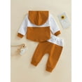 thumbnail image 4 of goowrom Toddler Fall Outfits, Long Sleeve Contrast Color Hoodie and Pocket Pants Set, 4 of 9