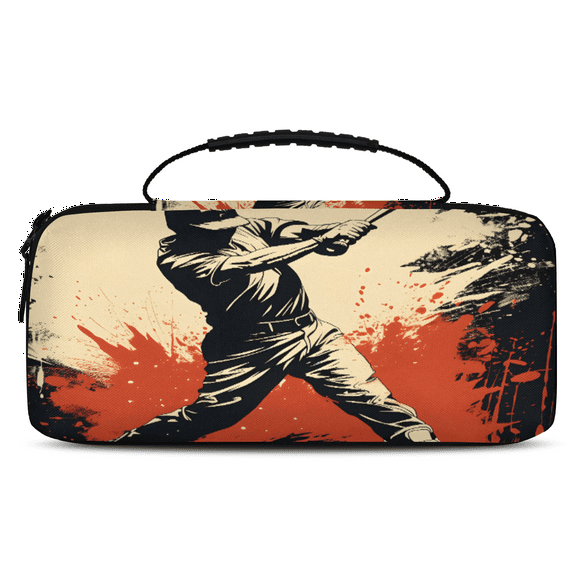 Herdesigns Baseball Player Carry Case Compatible with Nintendo Switch 2017 & Oled 2021, with 20 Game Card Slots, Sports Theme Portable Travel Carrying Case Pouch for Accessories & Games