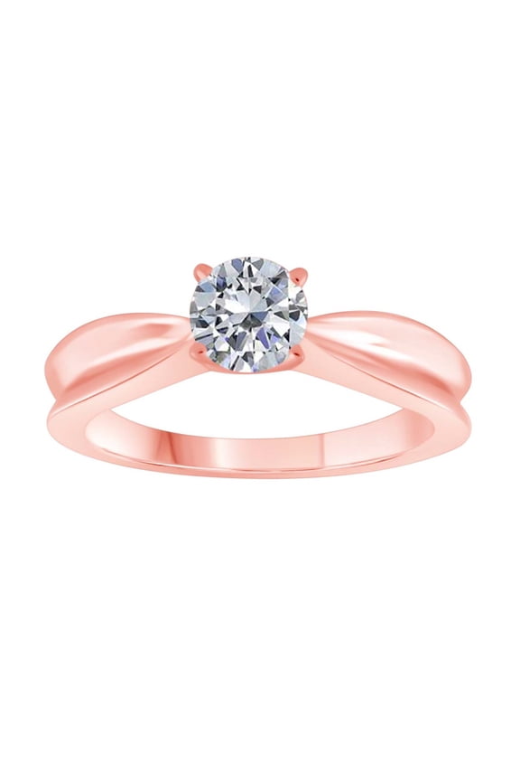 0.25 Carat Diamond Solitaire Ring In 10K Solid Rose Gold