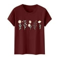 thumbnail image 3 of Delayuji Women's Floral Print 2D Round Neck T Shirt for Spring and Summer Fashion Soft and Casual Top Pink Xxxl Polyester,Spandex Short Sleeve Shirts for Women, 3 of 4