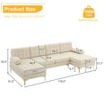 thumbnail image 4 of Ktaxon Sectional Sofa, 4 Seats Tufted Linen Fabric Couch, U-Shaped Lounge Sleeper with Comfy Chaise for Living Room Beige, 4 of 12