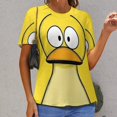 thumbnail image 6 of Fun And Playful Duck Womens Tops Women's Fashion Casual Short Sleeve Flower Print Round Neck Pullover Top Blouse, 6 of 6