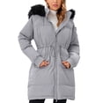 thumbnail image 2 of DODOING Women's Down Jackets and Coats Thickened Warm Jacket with Hood Mid Length Parkas Puffer Jackets Gray#2XL, 2 of 6
