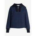thumbnail image 5 of Free Assembly Women's and Women's Plus Sailor Collar Sweatshirt with Long Sleeves, Sizes XS-4X, 5 of 5