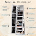 thumbnail image 5 of Homall 360° Swivel Jewelry Armoire Free Standing Jewelry Cabinet Lockable 3-in-one Organizer with Full Length Mirror, White, 5 of 7