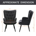 thumbnail image 6 of Furniliving Velvet Button-Tufted Wingback Armchair, Black, 6 of 12