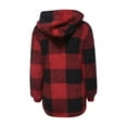 thumbnail image 4 of Dwralegc Plaid Sherpa Jacket Women Plaid Fleece Zipper Jackets Oversized Christmas Coat Casual Warm Winter Cardigans Sherpa Lined Fuzzy Jacket with Hood Clearance Red 5XL, 4 of 8