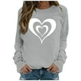 thumbnail image 2 of Fartey 2025 Chandail en Molleton pour Femmes Saint-Valentin Décontracté Manches Longues Col Rond Chandail Mignon Graphique Mode Vacances Chandails en Molleton Gris, 2 of 4