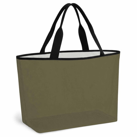Sage Green Beach Bag for Women, Large Breathable Mesh Beach Tote Bag, Brown Solid Color Simple Abstract Sandproof Lightweight Travel Bags for Vacation Picnic Swimming Pool 15.7"x15.7"x9.1"