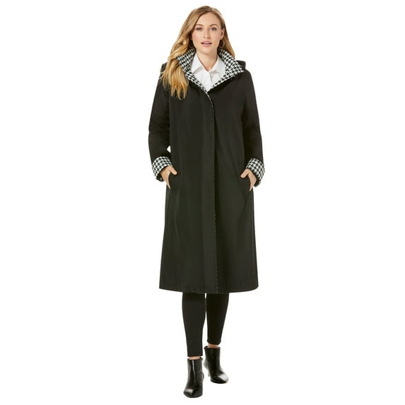 Jessica London Women's Plus Size Contrast Hood Raincoat Raincoat