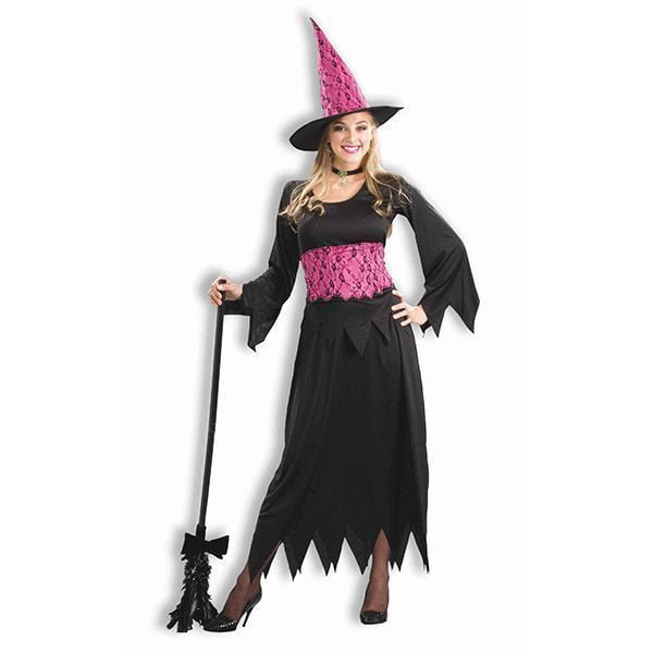 Sexy Lacy Pink Evil Witch Costume Dress Outfit Adult Women Black Pink ...