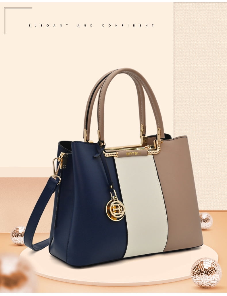 Purses and Handbags for Women Pu Leather Contrast Color Crossbody Bags Trendy Tote Shoulder Bag Patchwork Designer Gift