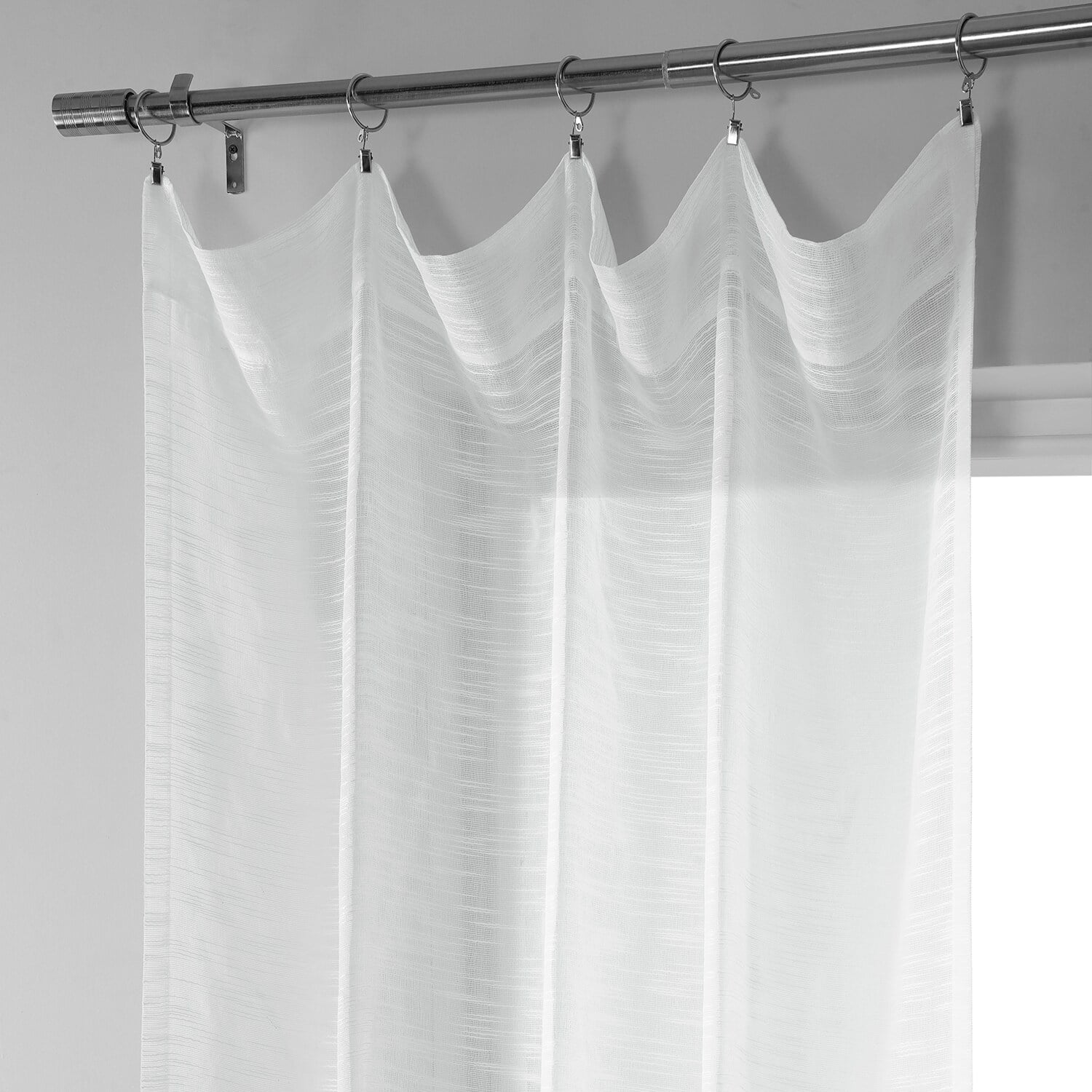 Open Weave White Linen Sheer Curtain (1 Panel), Open Weave White, 50W X 108L