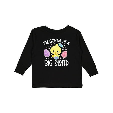 

Inktastic Easter I m Gonna Be a Big Sister with Purple and Pink Eggs Girls Long Sleeve Toddler T-Shirt
