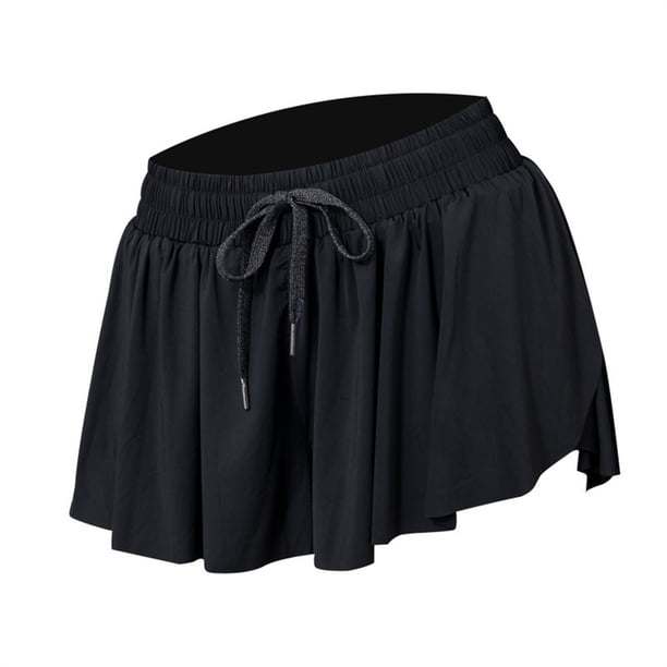 Pantalones cortos deportivos de cintura alta para niñas, entrenamiento atlético, pantalones cortos de Yoga, entrenamiento, gimnasio, vacaciones Ropa, zapatos y accesorios Miscelánea Negro M Minnieouse AP011023-10