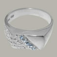 thumbnail image 5 of LBG British Made 14k White Gold Natural Aquamarine Mens band Ring - 33 size options - Size 10.25, 5 of 6