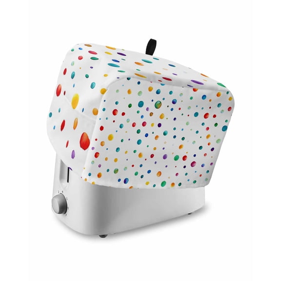 Colorful Polka Dot Small Toaster Cover 2 Slice, Kitchen Appliance Covers, Rainbow Point Vibrant Toaster Oven Cover with Loop, Bread Machine Cover Polyester Dust Cover Protection