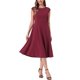 thumbnail image 2 of Vestido de trabajo elegante para mujer Inspire Chic, con mangas cortas, cintura ceñida, corte en A, color burdeos, 2 of 6