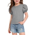 thumbnail image 2 of Girls Cute Puff Short Sleeve Shirts Kids Summer Casual Crewneck Solid Color Blouse Tops 2026 Fashion Tunic Tees 5-15Y, 2 of 6