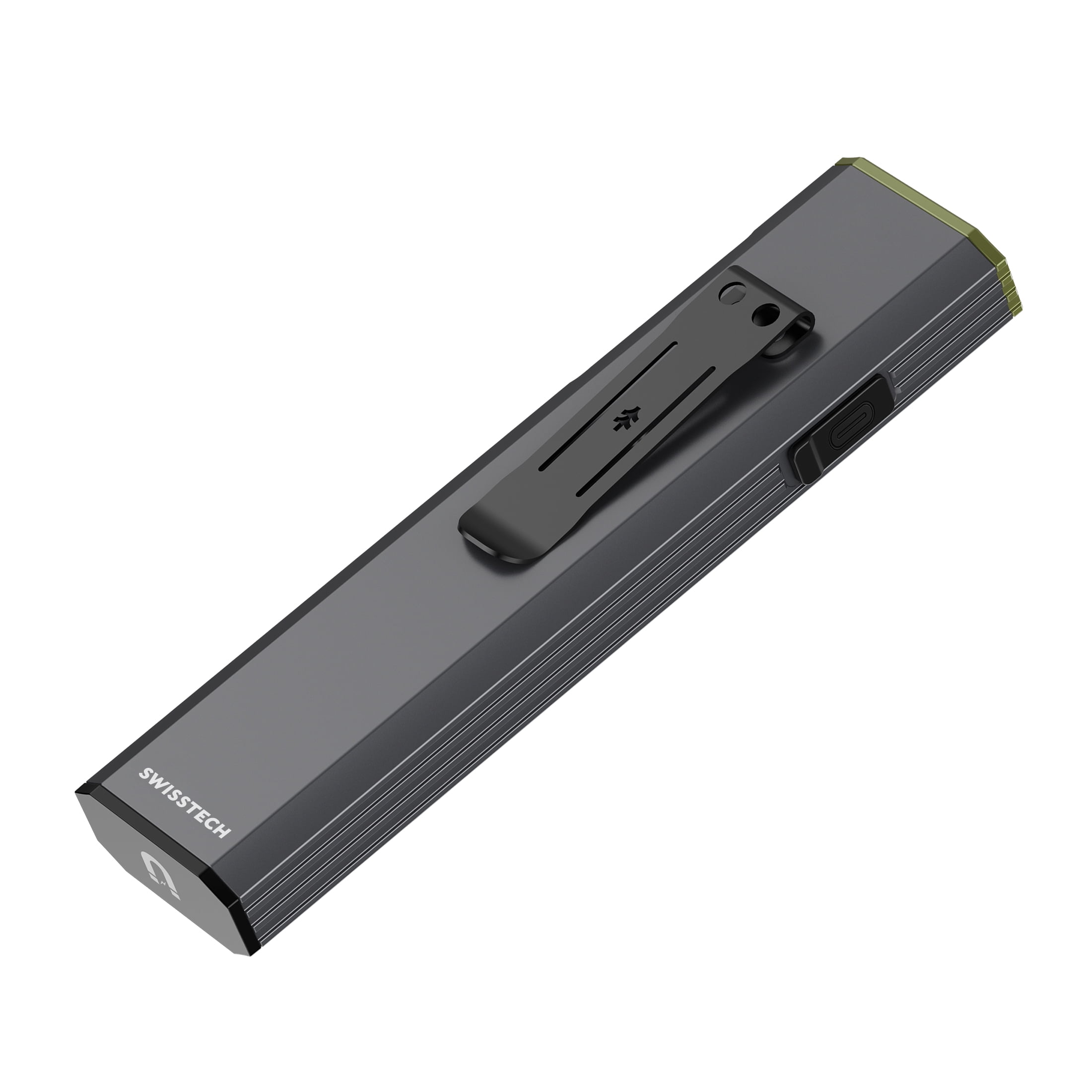 Swiss Tech Dunn 2500 Lumen Flat EDC Rechargeable LED Flashlight with Laser, OLED, IP67