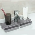 thumbnail image 6 of Silicone Faucet Handle Drip Catcher Tray Mat, Silicone Faucet Mat with 2 Pcs Sponge Holder for Kitchen Sink Accessories Gadgets Drying Mat for Bathroom Counter Sink Splash Guard Gray, 6 of 6