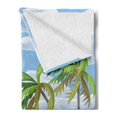 thumbnail image 2 of Graphic Beach Soft Flannel Fleece Blanket, Summer Coast in the Wind with Palm Trees Cloudy Sky and Flying Seagull Image, Cozy Plush for Indoor and Outdoor Use, 50" x 70", Multicolor, by Ambesonne, 2 of 5