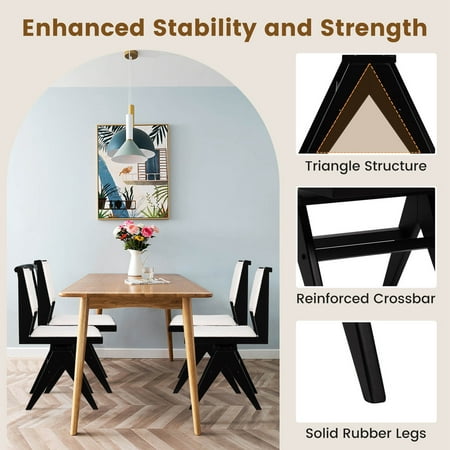 Costway Mid Century Modern Dining Chairs Set of 2 Faux Shearling Upholstered Dinner Chairs - Black + White