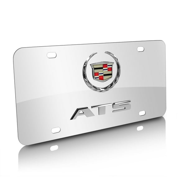 Cadillac ATS 3D Dual Logo Mirror Chrome Stainless Steel License Plate